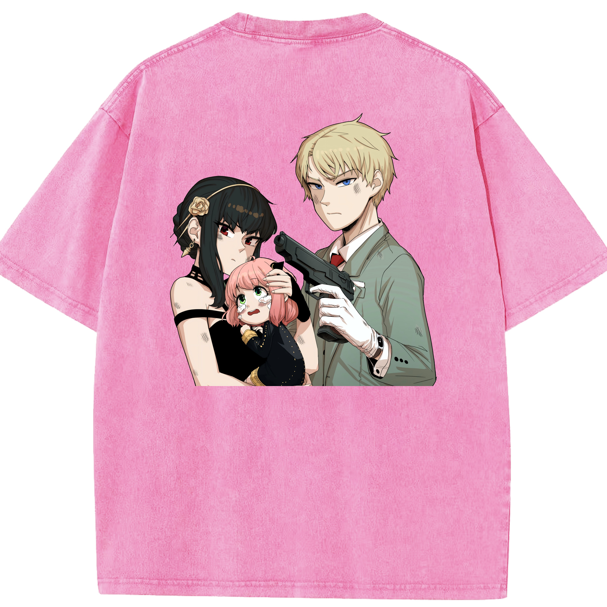 （画像用） SPY×FAMILY间谍家家酒 綿100% ヴィンテージ風 半袖Tシャツ（背面プリント）